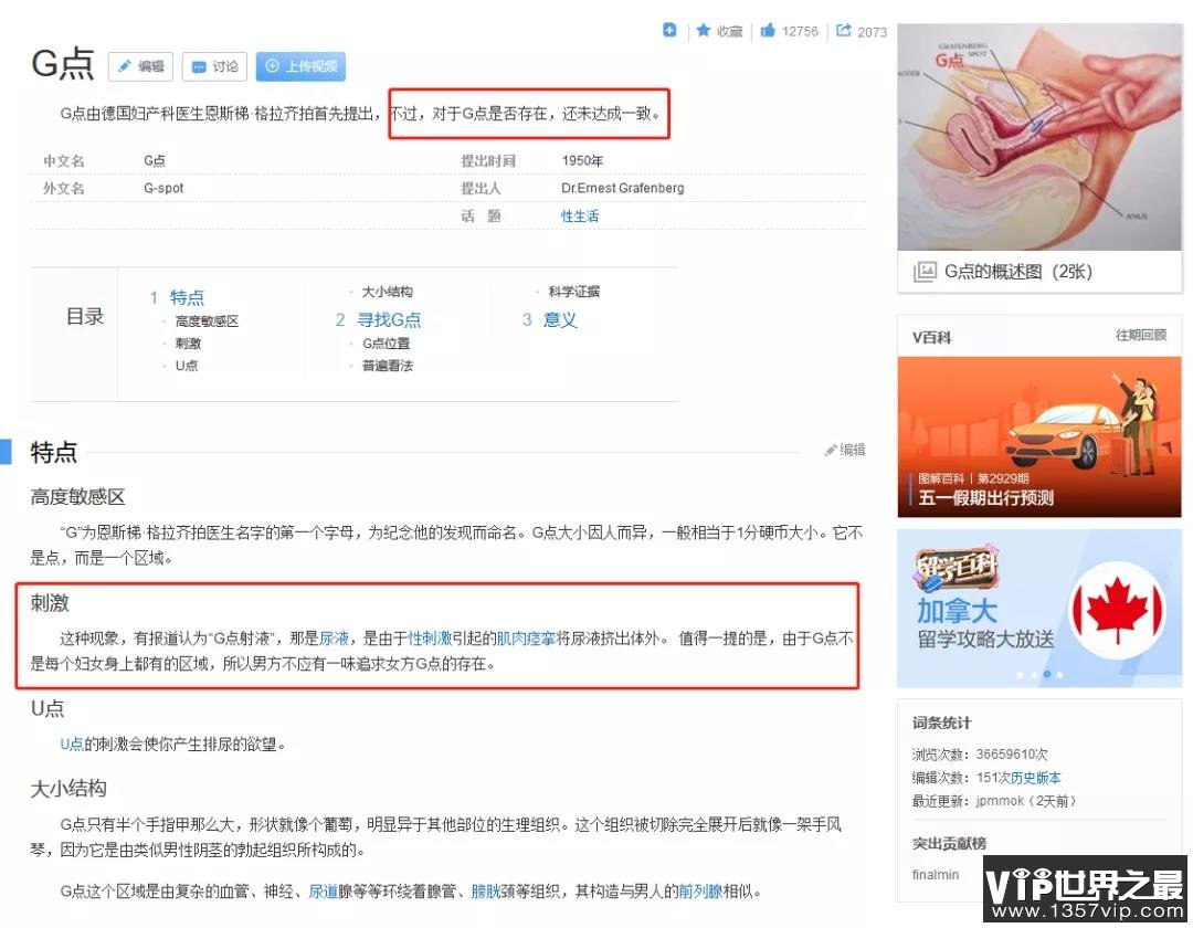 百度词条中的G点