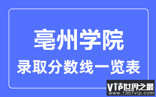 2023年高考多少分能上亳州学院？附各省录取分数线