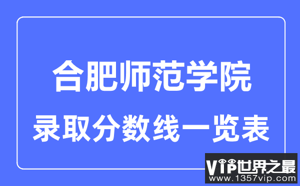 2023年高考多少分能上合肥师范学院？附各省录取分数线