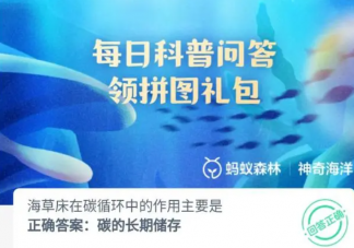 海草床在碳循环中的作用主要是什么 神奇海洋9月12日答案