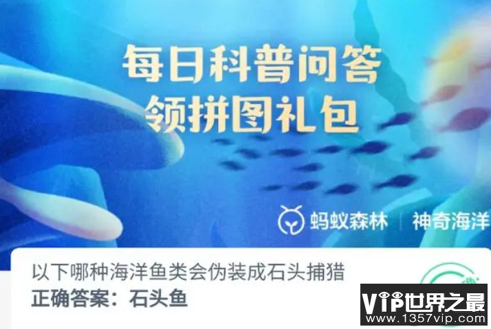 以下哪种海洋鱼类会伪装成石头捕猎 神奇海洋10月25日答案