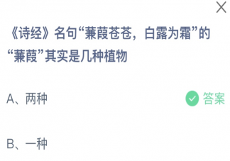 《诗经》名句蒹葭苍苍白露为霜的蒹葭其实是几种植物 蚂蚁庄园11月12日答案